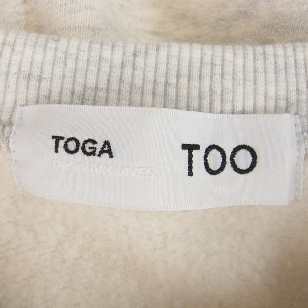 TOGA トーガ 24AW TZ242-JL987 TOO Embroidery sweatshirt ナイロン切替 刺繍 プルオーバー スウェットシャツ グレー系 S【中古】