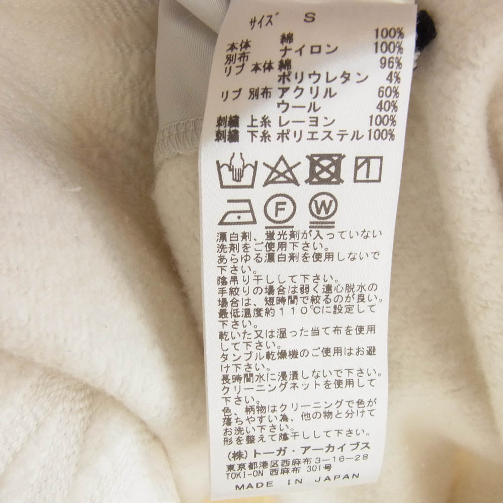 TOGA トーガ 24AW TZ242-JL987 TOO Embroidery sweatshirt ナイロン切替 刺繍 プルオーバー スウェットシャツ グレー系 S【中古】