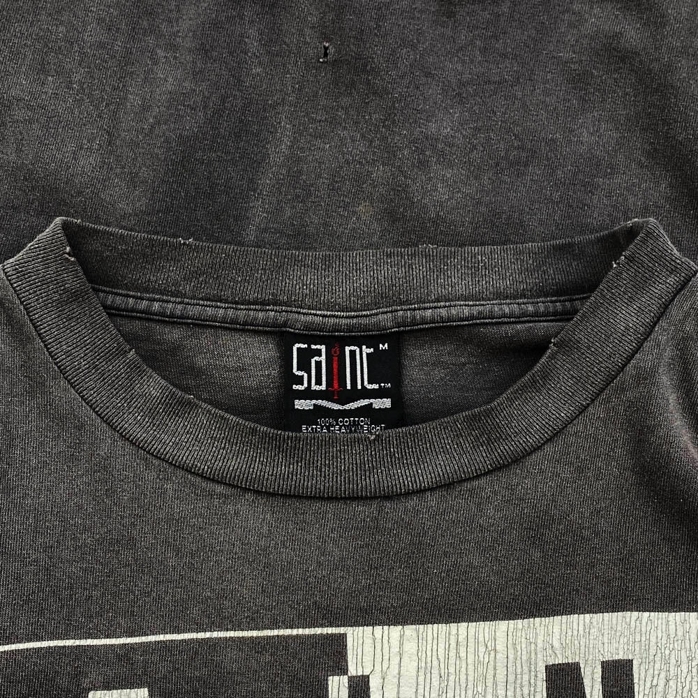 SAINT MICHAEL セントマイケル 23SS SM-S23-0000-008 MIGHTY DEVILS マイティー デビルズ ヴィンテージ加工 プリント 半袖 Tシャツ グレー系 M【中古】