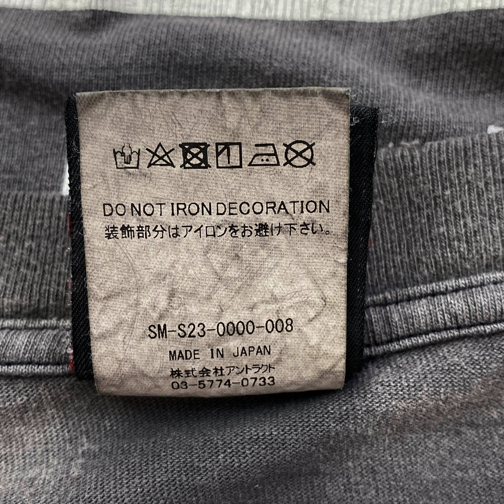 SAINT MICHAEL セントマイケル 23SS SM-S23-0000-008 MIGHTY DEVILS マイティー デビルズ ヴィンテージ加工 プリント 半袖 Tシャツ グレー系 M【中古】