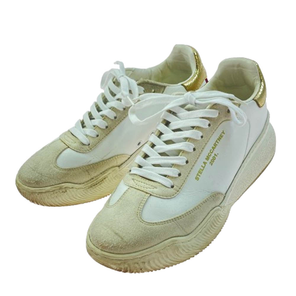 Stella McCartney ステラマッカートニー Loop ループ ロー スエード レザー スニーカー ホワイト×ゴールド ホワイト系 ゴールド系 41【中古】