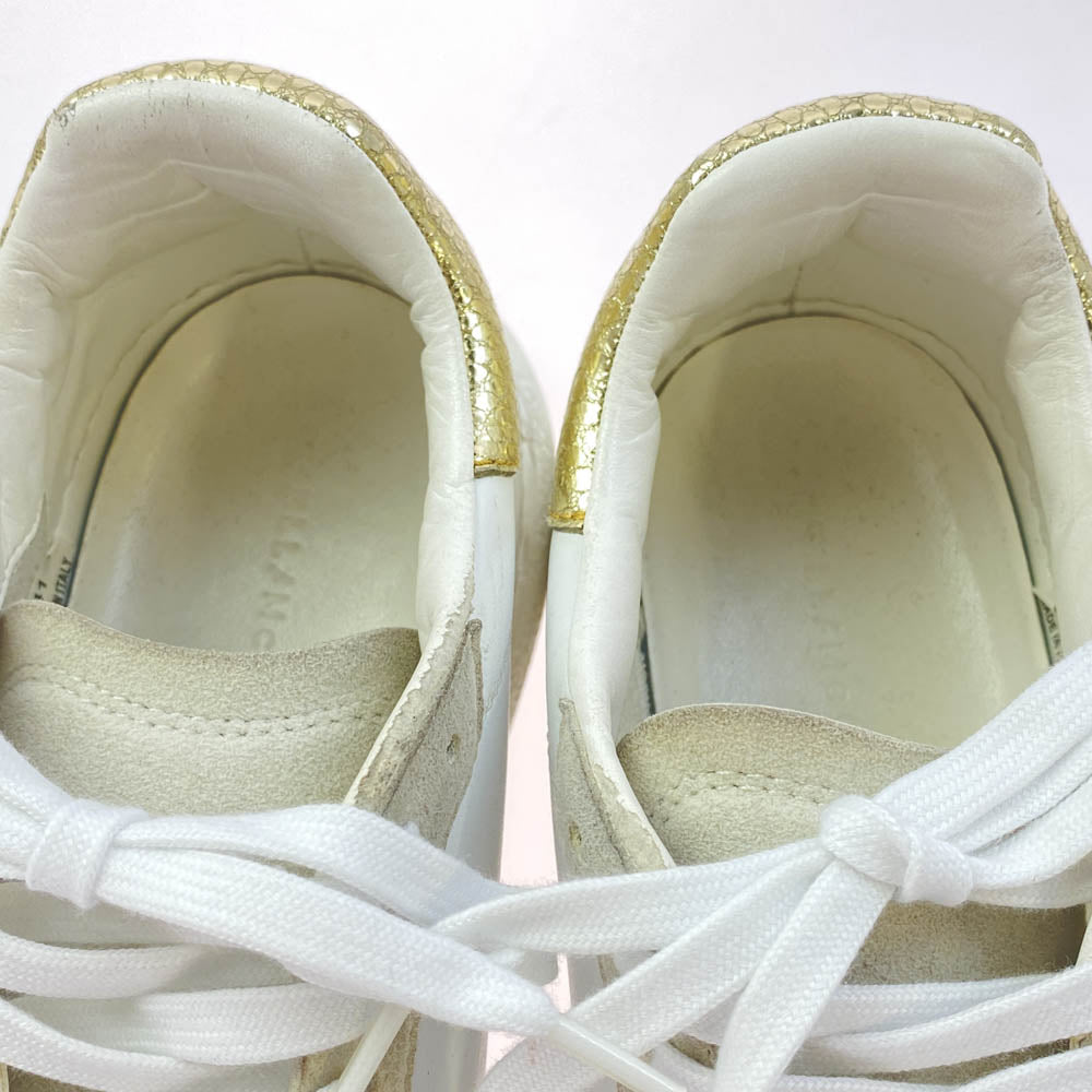 Stella McCartney ステラマッカートニー Loop ループ ロー スエード レザー スニーカー ホワイト×ゴールド ホワイト系 ゴールド系 41【中古】