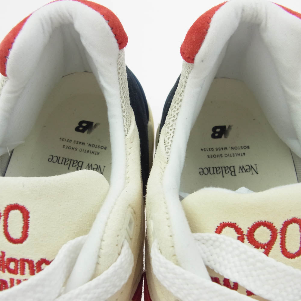 NEW BALANCE ニューバランス M990TA2 990V2 Red/White/Navy スエード メッシュ ローカット スニーカー ベージュ系 27.5cm【極上美品】【中古】