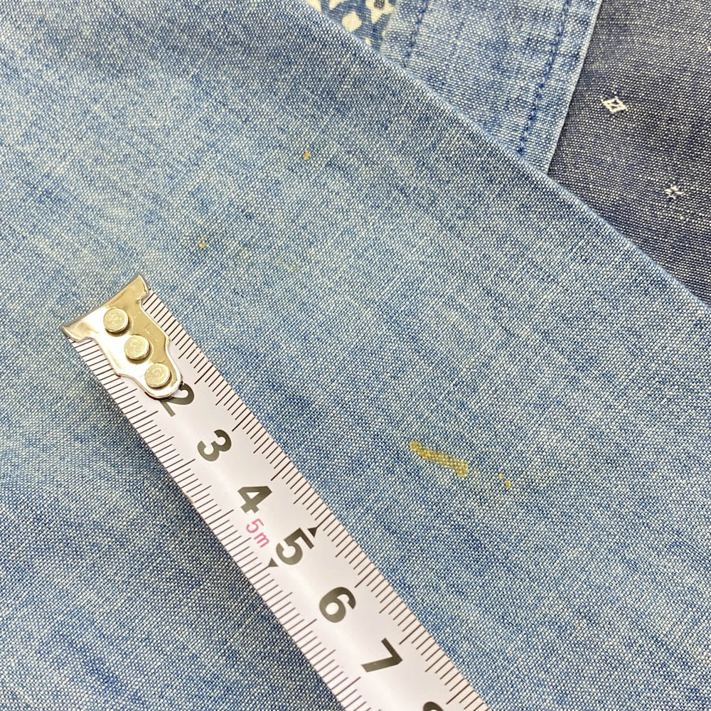 LOUIS VUITTON ルイ・ヴィトン 総柄 モノグラム パッチワーク ボタンダウン デニム 長袖 シャツ インディゴブルー系 L5【中古】