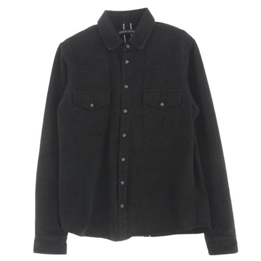 CHROME HEARTS クロムハーツ（原本無） クロスボールボタン ブラックデニム クロスパッチ ウエスタン 長袖 シャツ ブラック系 L【中古】