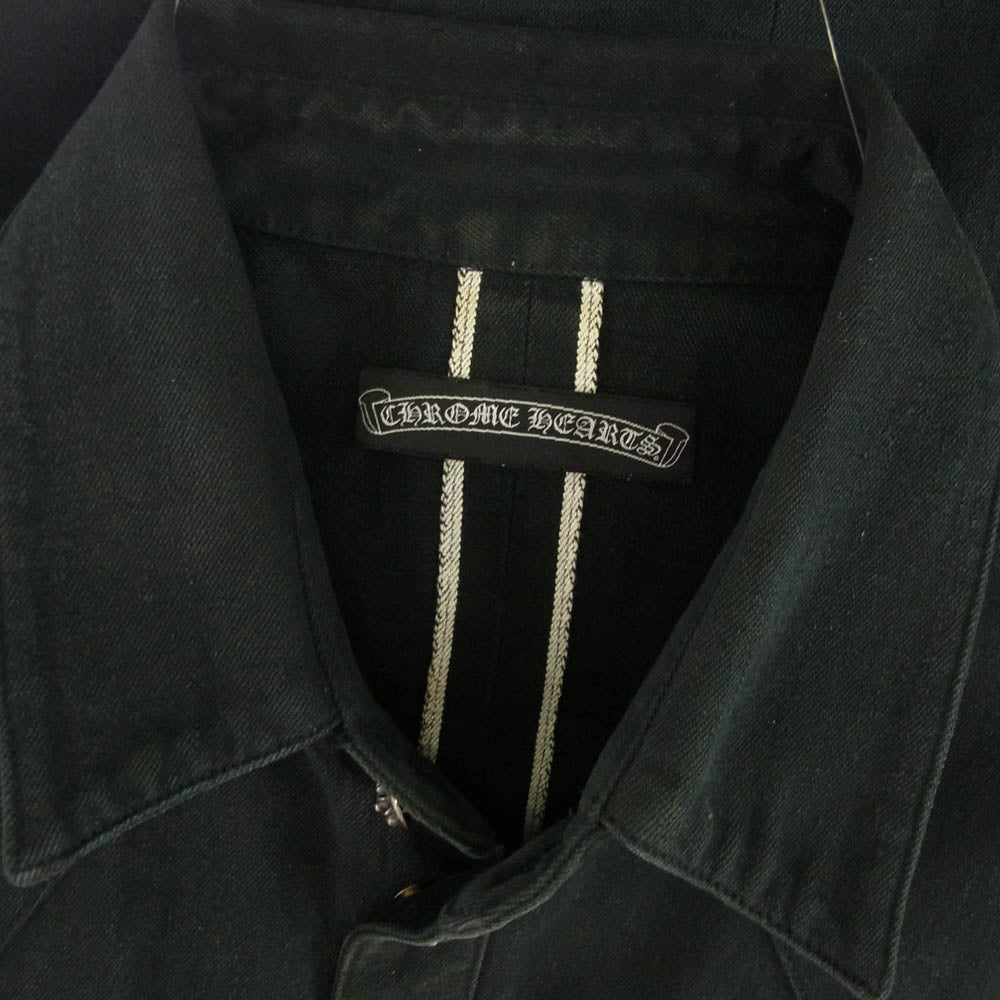 CHROME HEARTS クロムハーツ（原本無） クロスボールボタン ブラックデニム クロスパッチ ウエスタン 長袖 シャツ ブラック系 L【中古】