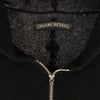 CHROME HEARTS クロムハーツ（原本無） カシミヤ100% クロスボールジップ バックレザークロスパッチ ハーフジップ パーカー ブラック系【中古】