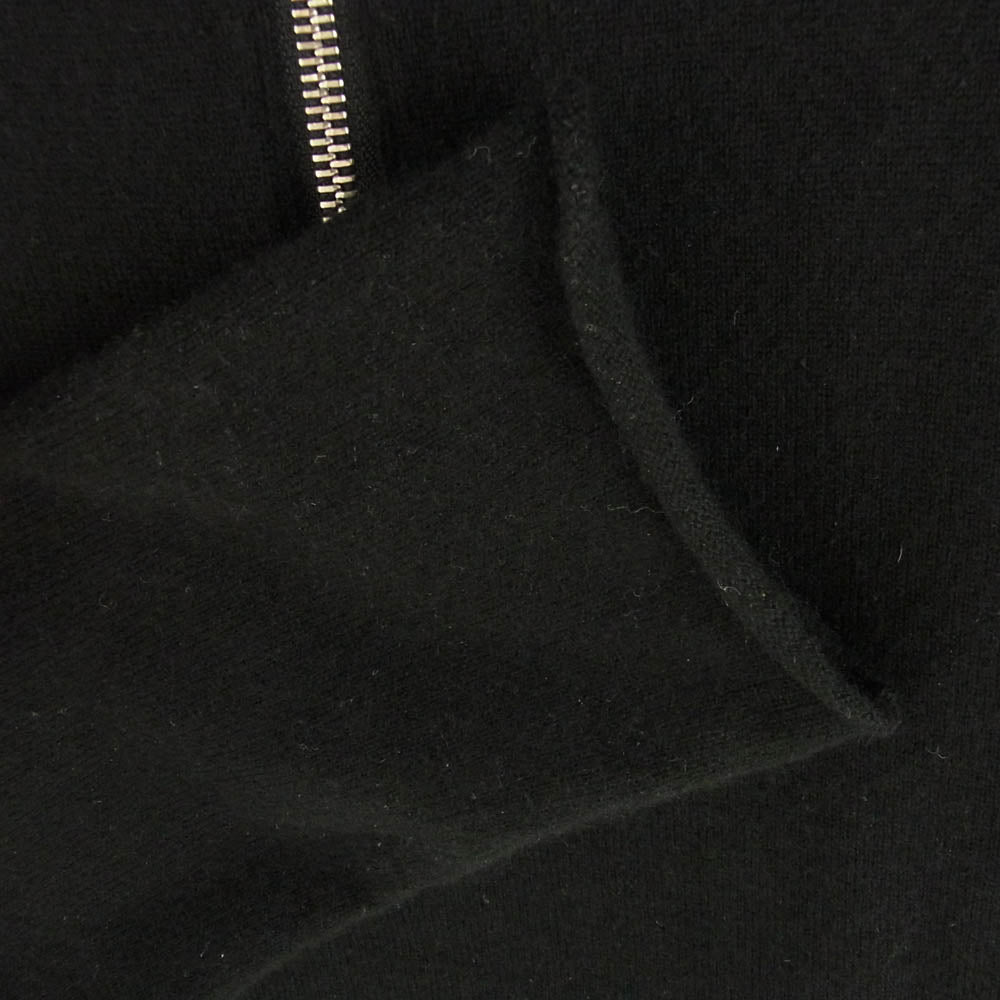CHROME HEARTS クロムハーツ（原本無） カシミヤ100% クロスボールジップ バックレザークロスパッチ ハーフジップ パーカー ブラック系【中古】