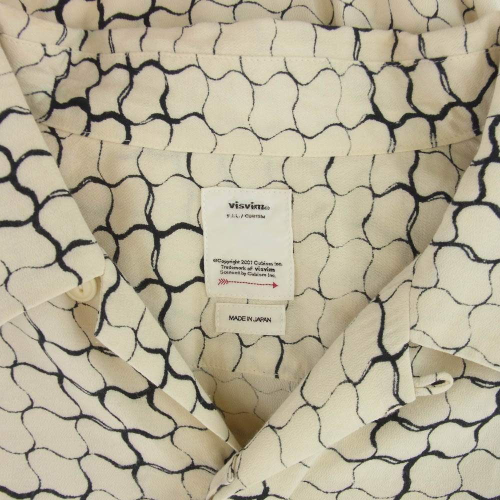 VISVIM ビズビム 20SS 120105011020 FREE EDGE SHIRT S/S LATTICE 総柄 開襟 フリーエッジ 半袖 シャツ オフホワイト系 2【中古】