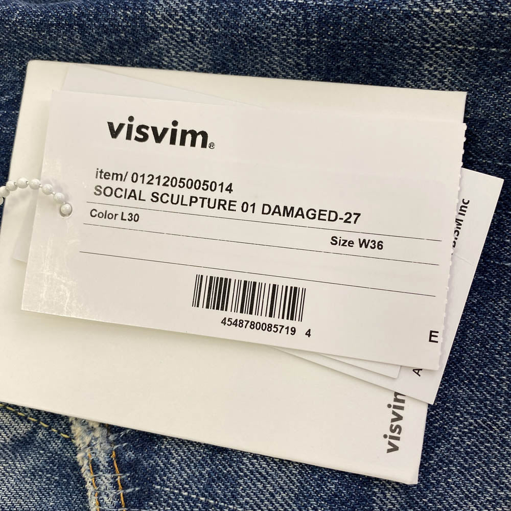 VISVIM ビズビム 21AW 0121205005014 SOCIAL SCULPTURE 01 DAMAGE ダメージ加工 デニムパンツ インディゴブルー系 W36【中古】