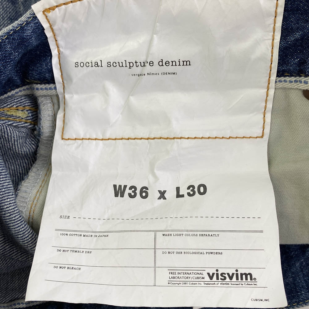 VISVIM ビズビム 21AW 0121205005014 SOCIAL SCULPTURE 01 DAMAGE ダメージ加工 デニムパンツ インディゴブルー系 W36【中古】