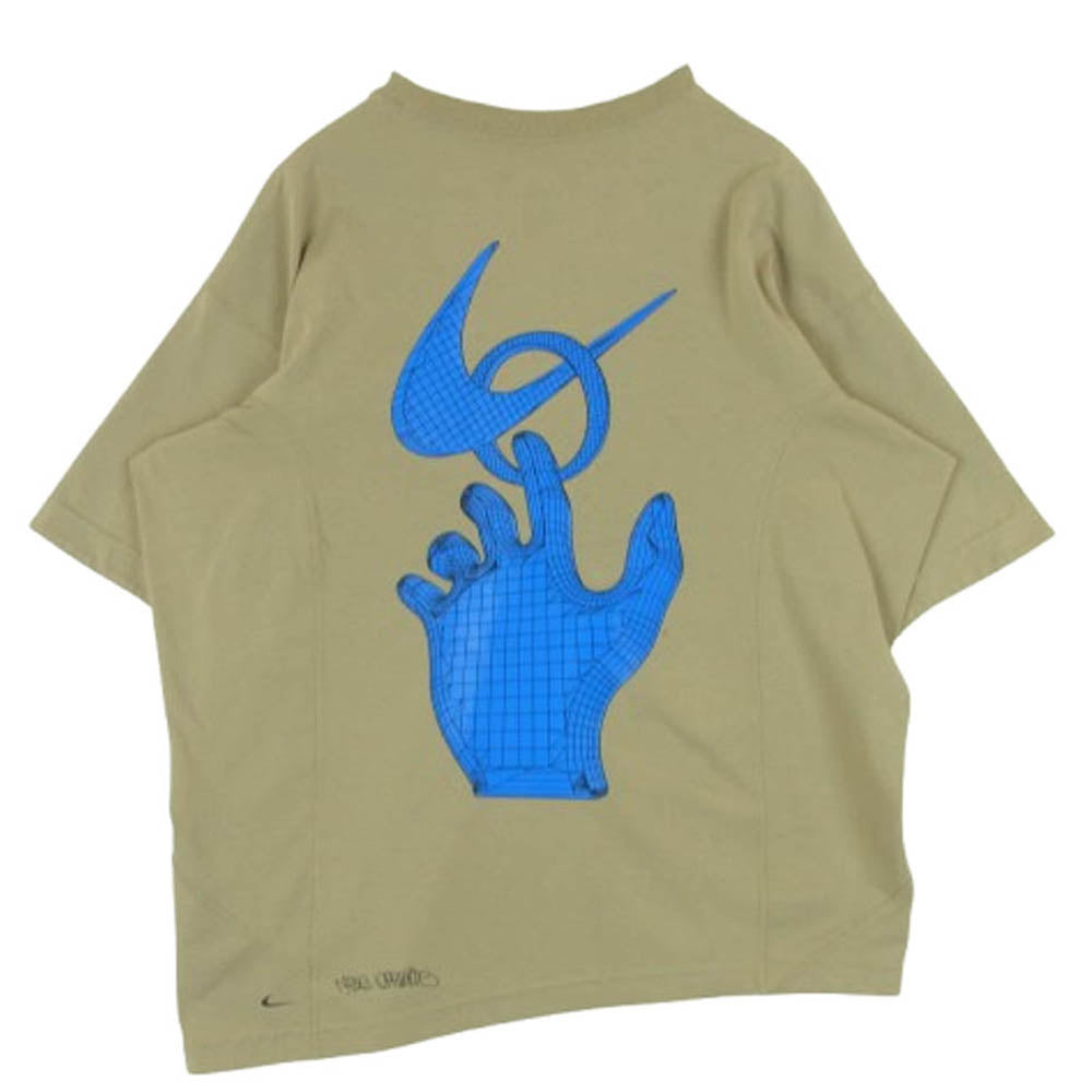 NIKE ナイキ Off-White AS M NRG TEE KHAKI オフホワイト ロゴ プリント 半袖 Tシャツ グレイッシュベージュ系 L【中古】