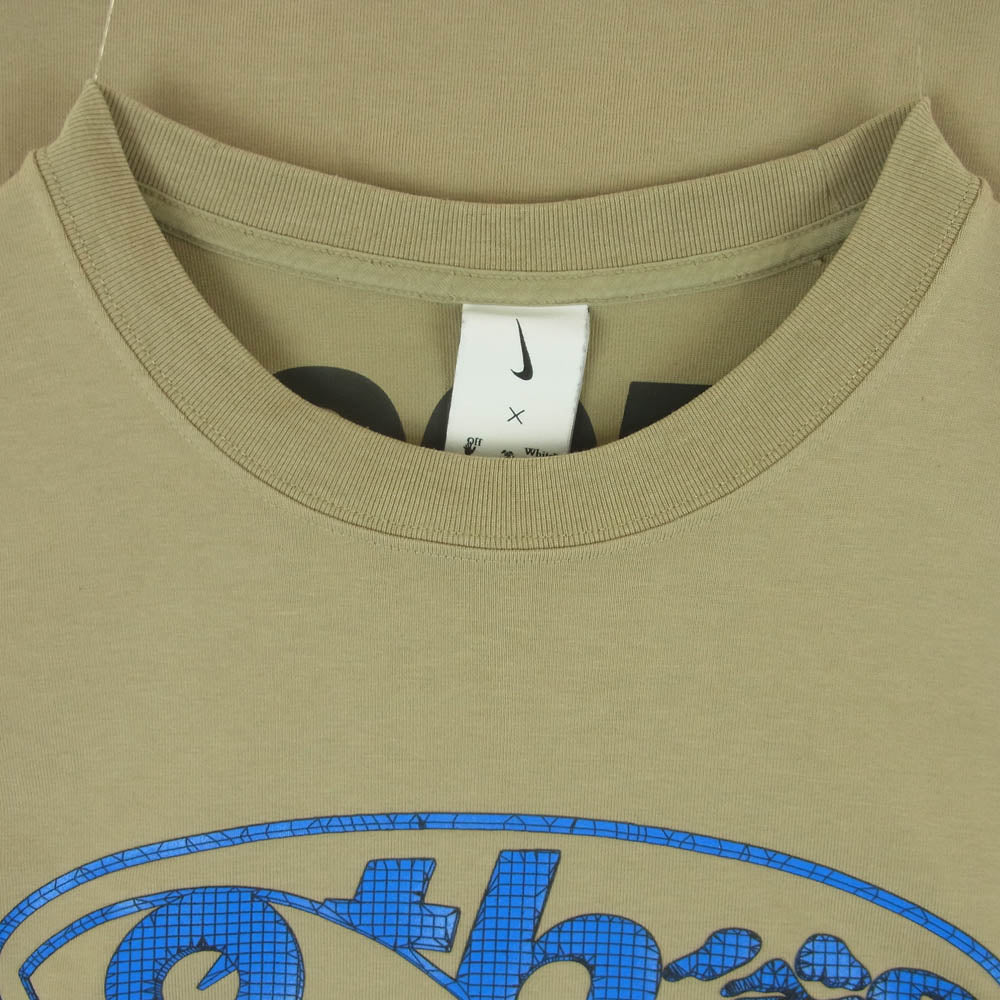 NIKE ナイキ Off-White AS M NRG TEE KHAKI オフホワイト ロゴ プリント 半袖 Tシャツ グレイッシュベージュ系 L【中古】