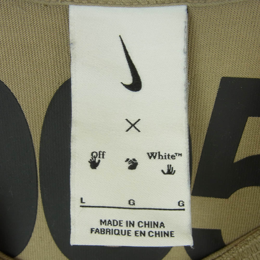 NIKE ナイキ Off-White AS M NRG TEE KHAKI オフホワイト ロゴ プリント 半袖 Tシャツ グレイッシュベージュ系 L【中古】