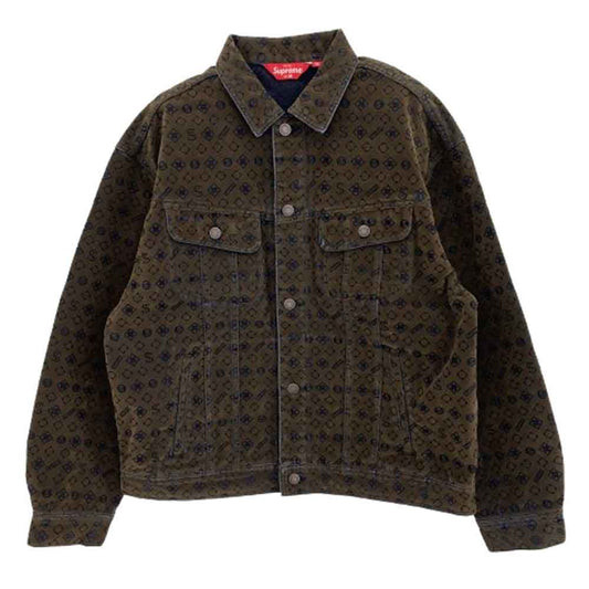 Supreme シュプリーム 24SS Flocked Denim Trucker Jacket フロック デニム トラッカー ジャケット ブラウン系 M【新古品】【未使用】【中古】