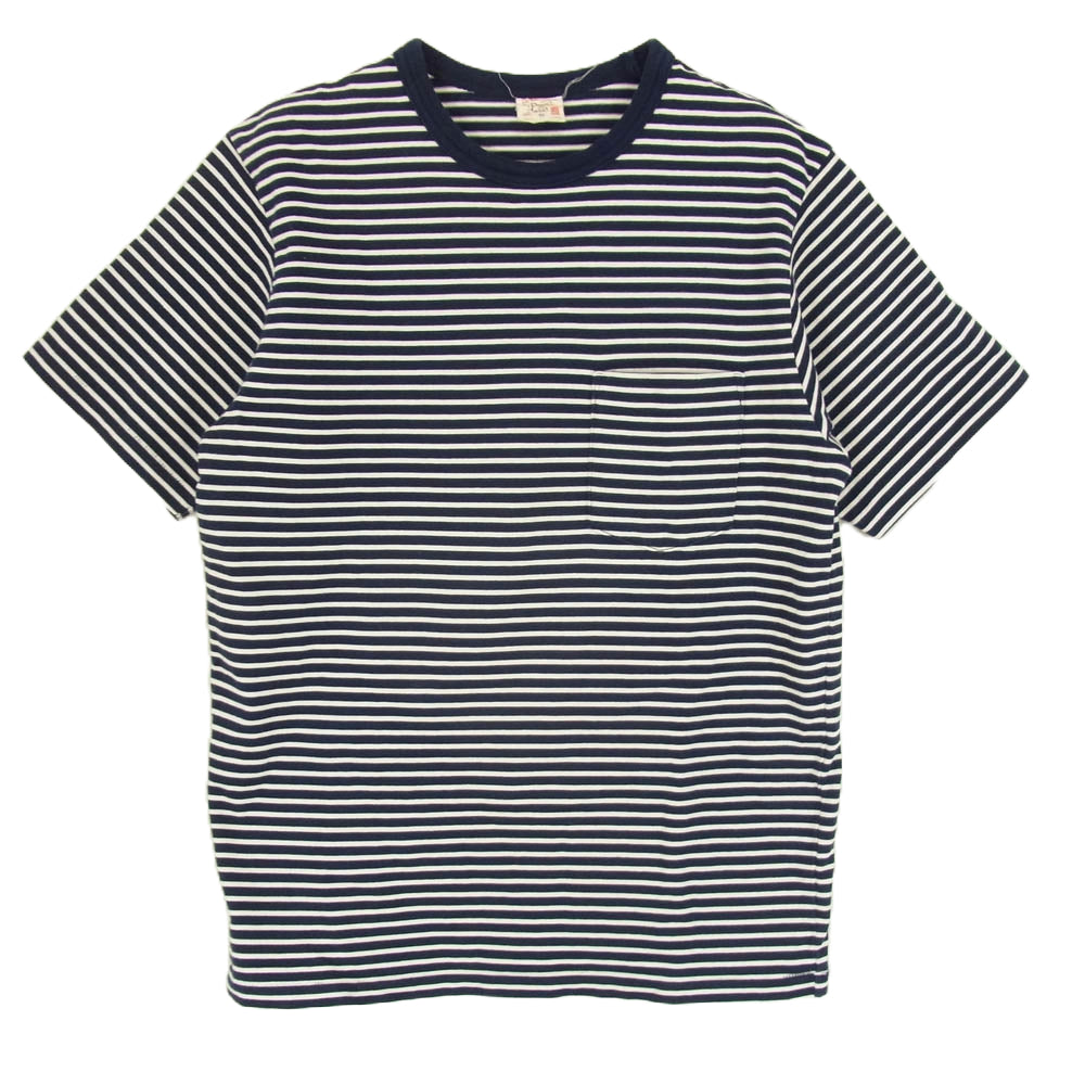 FREEWHEELERS フリーホイーラーズ power wear ボーダー Tシャツ ネイビー系 S【中古】