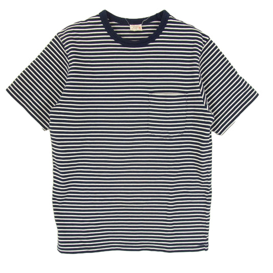 FREEWHEELERS フリーホイーラーズ power wear ボーダー Tシャツ ネイビー系 S【中古】