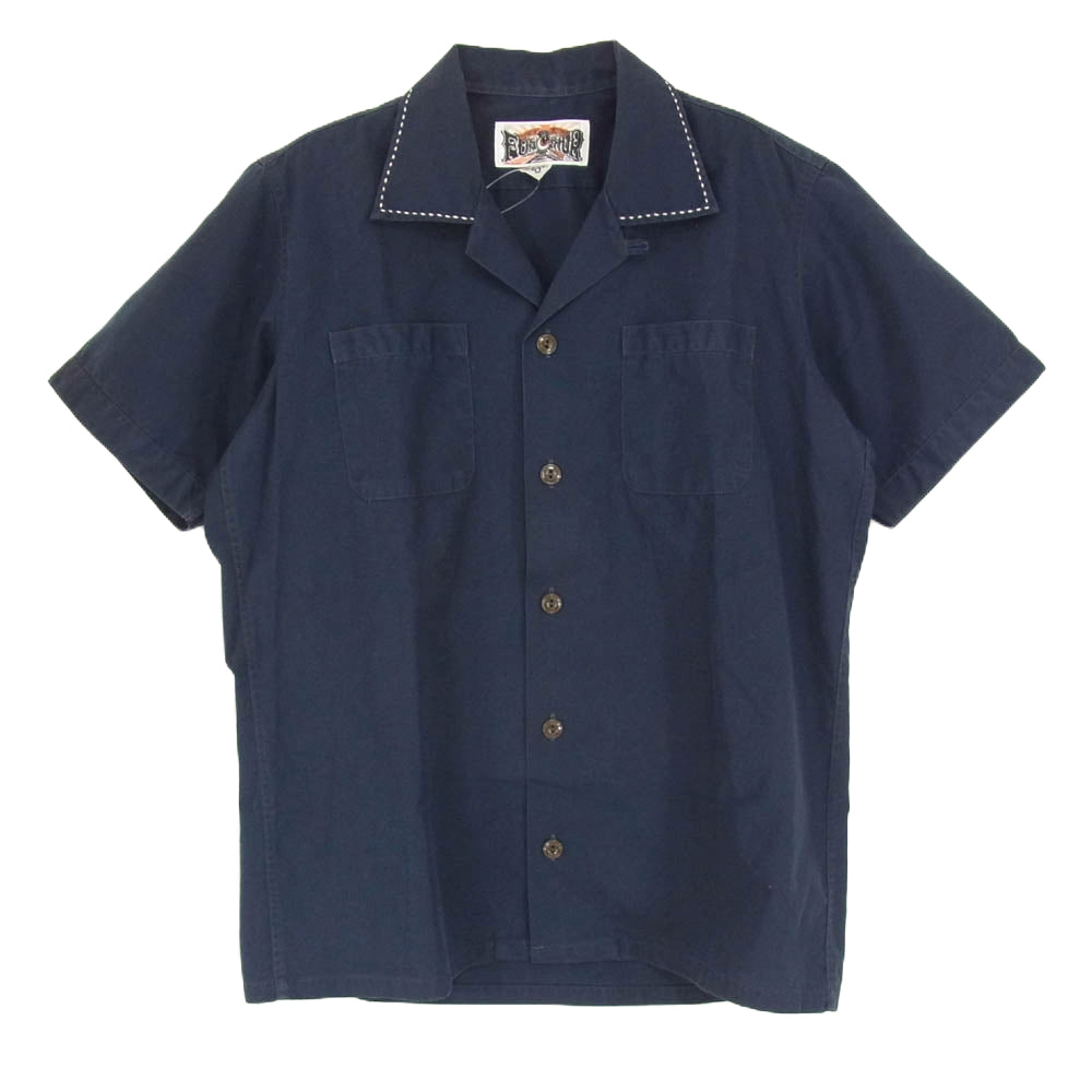 BOOTLEGGERS ブートレガーズ FURTHER オープンカラー 半袖 シャツ ネイビー系 XS【中古】