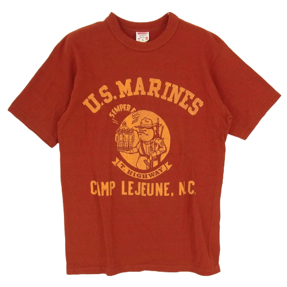 FREEWHEELERS フリーホイーラーズ U.S.MARINES プリント Tシャツ レッド系 S【中古】