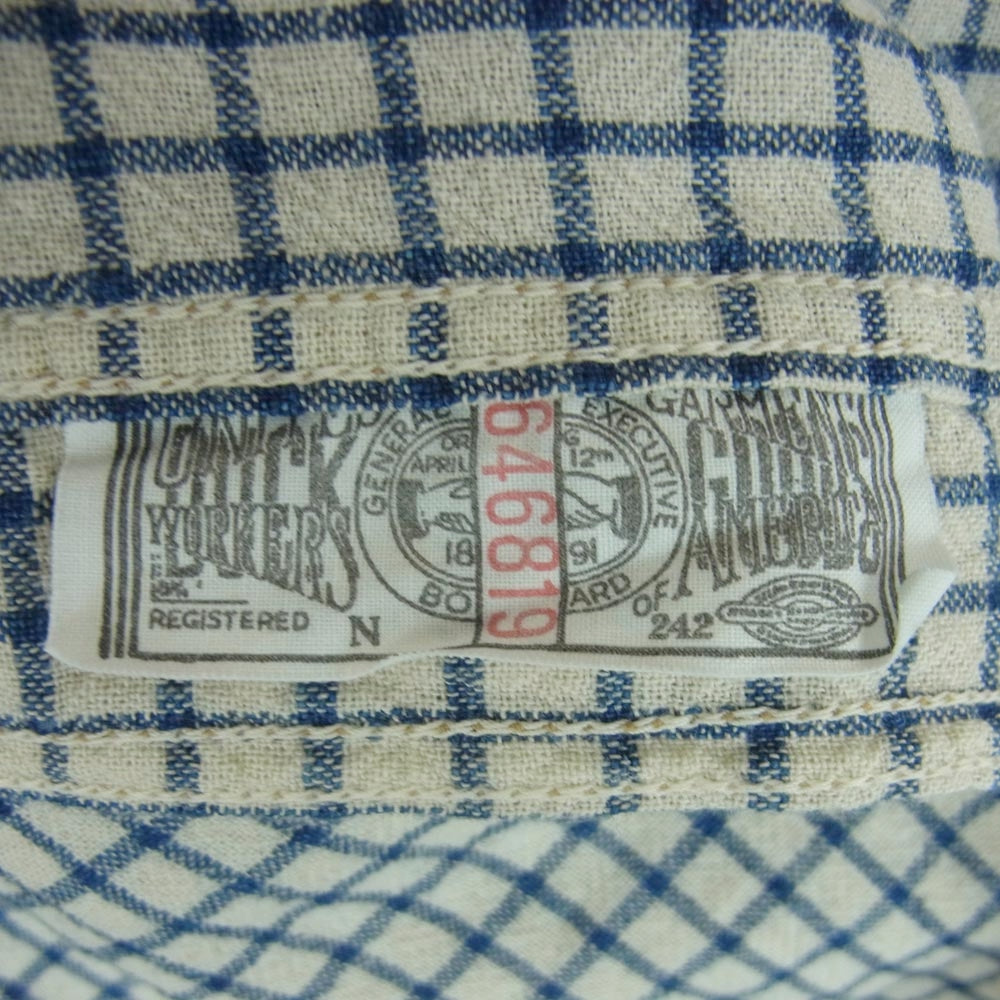 FREEWHEELERS フリーホイーラーズ Neal Cassady Railroad チェック ワーク シャツ 長袖 ブルー系 オフホワイト系 14【中古】