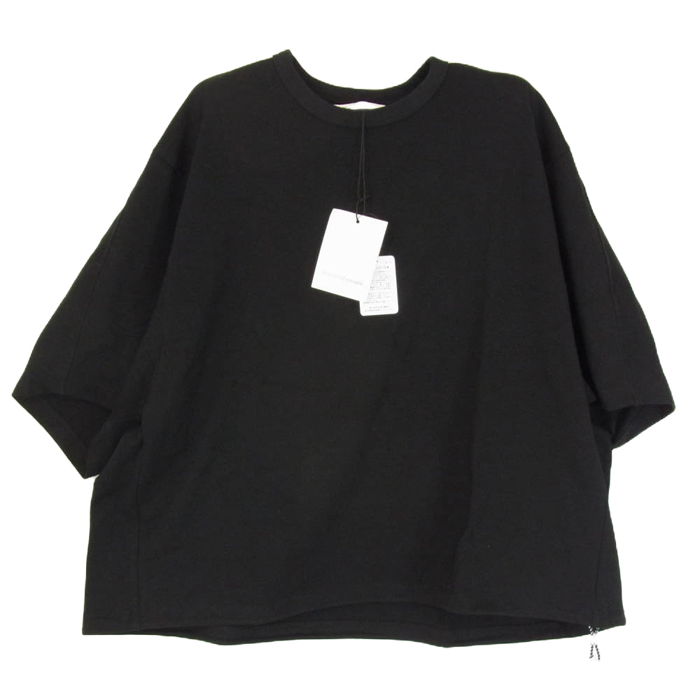 beautiful people ビューティフルピープル 1515310029 suvin compact jersey drawstring Tshirt ロゴ刺繍 ドローコード 半袖 Tシャツ ブラック系 36【極上美品】【中古】