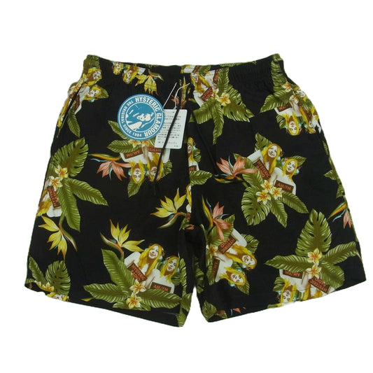 HYSTERIC GLAMOUR ヒステリックグラマー 02251AM04 TROPIC CHANNEL柄 総柄 レーヨン イージー ショーツ ショート パンツ ブラック系 M【極上美品】【中古】