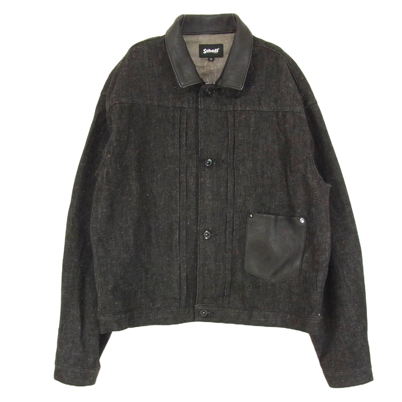 schott ショット 782-4152004 DENIM LEATHER COMBI G-JACKET BULKY デニム レザー コンビ バルキー ジャケット ブラック系 M【中古】