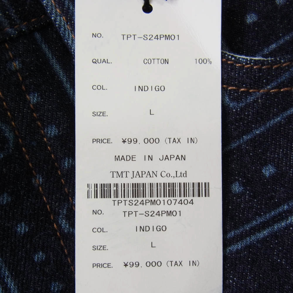 TMT ティーエムティー TPT-S24PM01 PAC-MAN パックマン HQ DENIM 5P TAPERED TYPE 501XX ハイクオリティー 5ポケット テーパード デニム パンツ インディゴブルー系 L【極上美品】【中古】