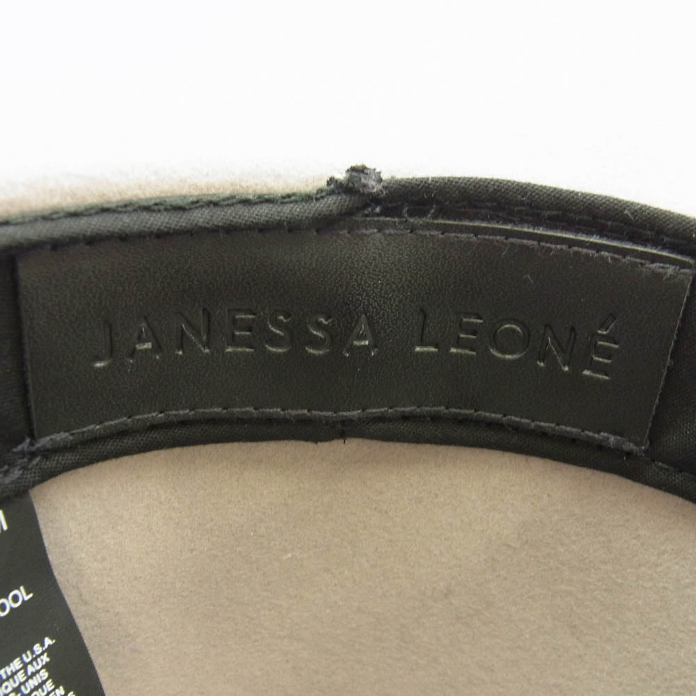 ジャネッサレオン ウール レザー ベルト ハット ライトグレー グレー系【中古】
