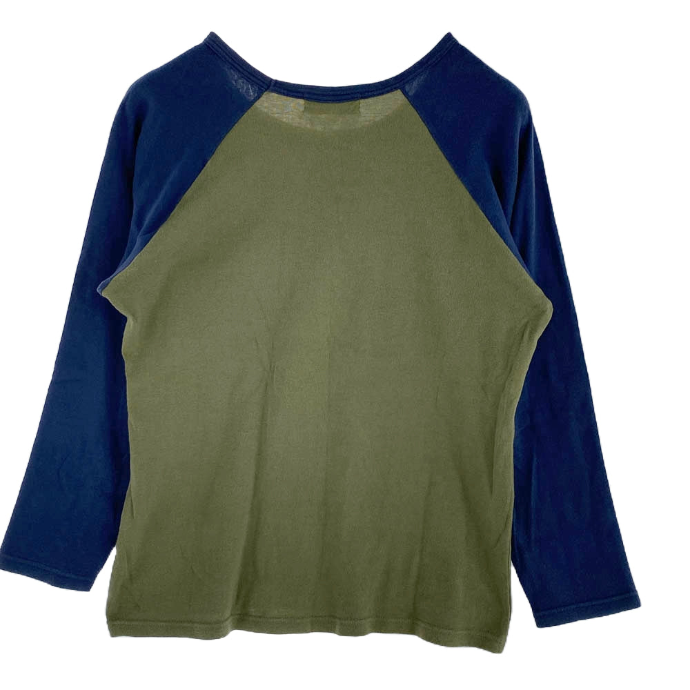 HYSTERIC GLAMOUR ヒステリックグラマー 2CL-3940 ロゴプリント ラグラン Tシャツ カーキ系 ブルー系 F【中古】