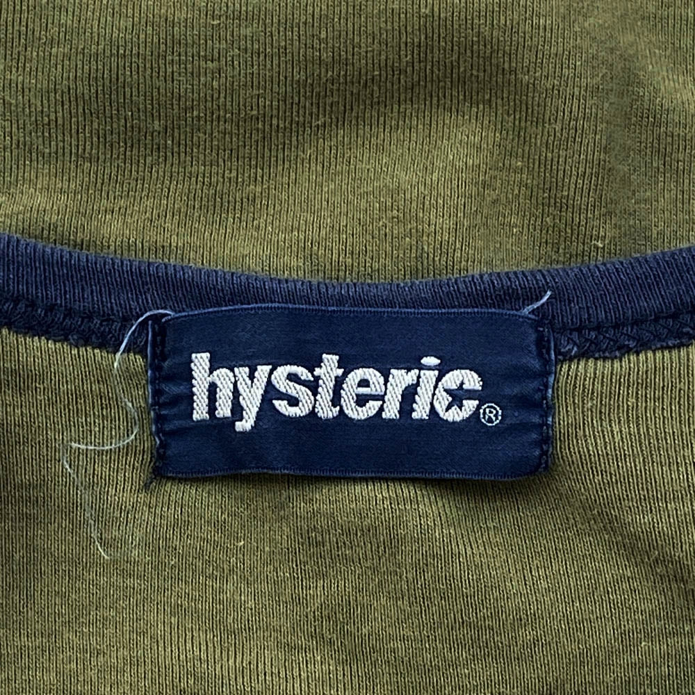 HYSTERIC GLAMOUR ヒステリックグラマー 2CL-3940 ロゴプリント ラグラン Tシャツ カーキ系 ブルー系 F【中古】