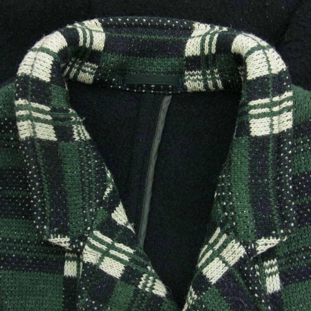 COMME des GARCONS HOMME PLUS コムデギャルソンオムプリュス 80s ヴィンテージ アーカイブ PJ-05053M 圧縮ウール ニット切替 テーラードジャケット ブラック系 グリーン系 M【中古】