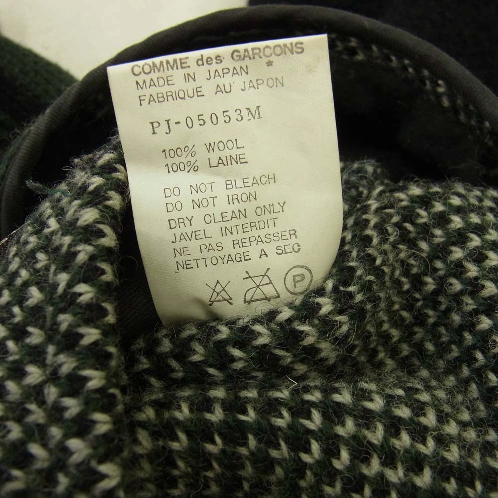 COMME des GARCONS HOMME PLUS コムデギャルソンオムプリュス 80s ヴィンテージ アーカイブ PJ-05053M 圧縮ウール ニット切替 テーラードジャケット ブラック系 グリーン系 M【中古】