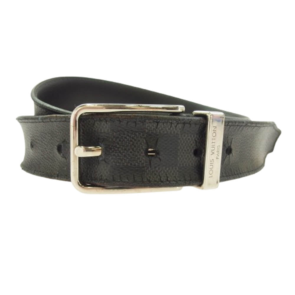 LOUIS VUITTON ルイ・ヴィトン M9402 サンチュール ポンヌフ ベルト ダミエ グラフィット レザー ベルト ブラック系【中古】