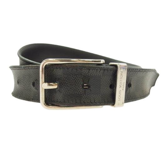LOUIS VUITTON ルイ・ヴィトン M9402 サンチュール ポンヌフ ベルト ダミエ グラフィット レザー ベルト ブラック系【中古】
