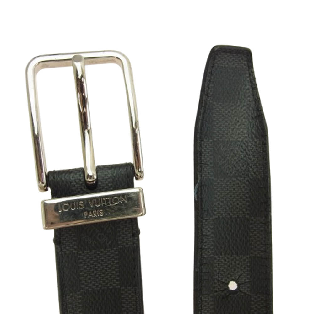 LOUIS VUITTON ルイ・ヴィトン M9402 サンチュール ポンヌフ ベルト ダミエ グラフィット レザー ベルト ブラック系【中古】