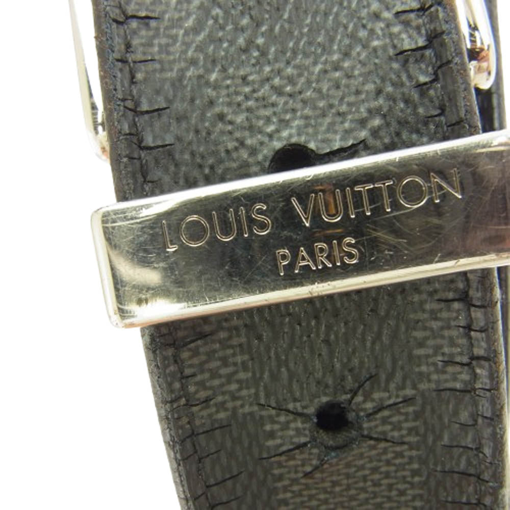 LOUIS VUITTON ルイ・ヴィトン M9402 サンチュール ポンヌフ ベルト ダミエ グラフィット レザー ベルト ブラック系【中古】