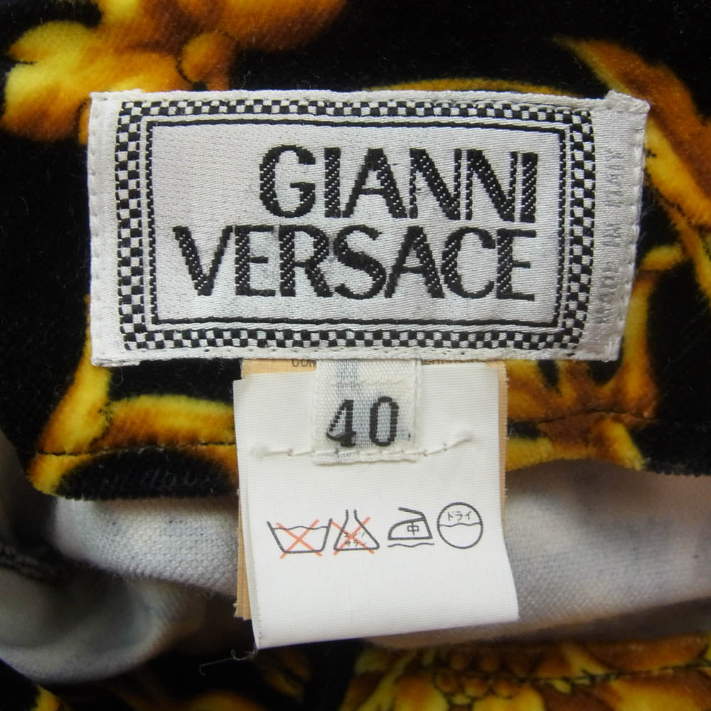 Gianni Versace ジャンニ・ヴェルサーチ イタリア製 総柄 ベロア パンツ ブラック系 40【中古】