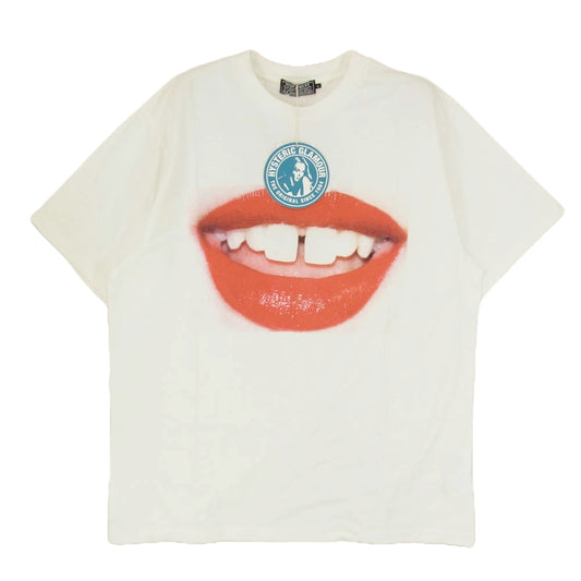 HYSTERIC GLAMOUR ヒステリックグラマー 25SS 02251CT49 TERRY RICHARDSON別注 GAPTOOTH SMILE テリーリチャードソン スマイル 半袖 Tシャツ ホワイト系 L【新古品】【未使用】【中古】
