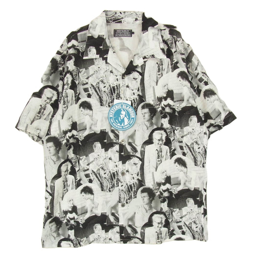 HYSTERIC GLAMOUR ヒステリックグラマー 25SS 02251AH16 DENNIS MORRIS BOLLOKS ANARCHY MIX柄 総柄 デニスモリス オープンカラー レーヨン 半袖 シャツ ブラック系 L【新古品】【未使用】【中古】