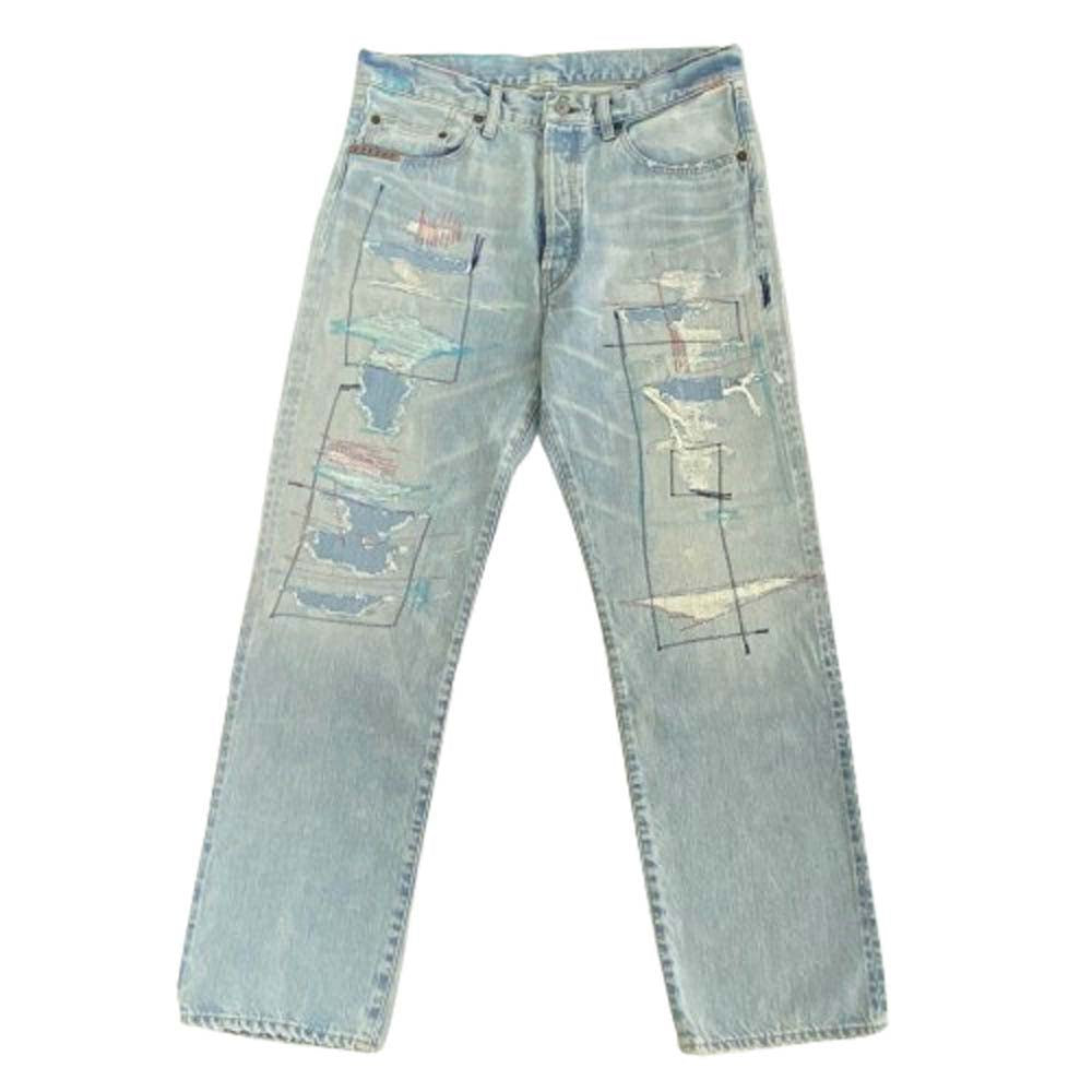 HYSTERIC GLAMOUR ヒステリックグラマー 25SS 02251AP15 13oz CZSR加工 スタッズ ストレート デニム パンツ インディゴブルー系 32【新古品】【未使用】【中古】