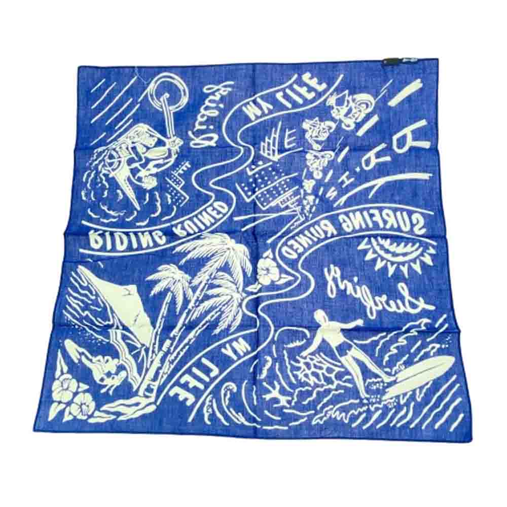 NEIGHBORHOOD ネイバーフッド ROUGH AND RUGGED ラフアンドラゲッド NHRR.RUINED C-BANDANA バンダナ ハンカチ ブルー系【中古】