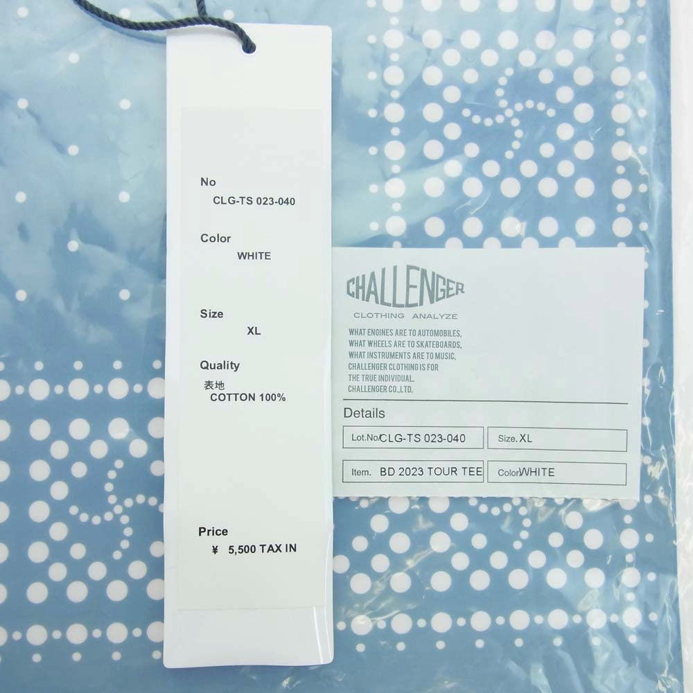 CHALLENGER チャレンジャー CLG-TS 023-040 BD 2023 TOUR TEE 2023年ツアー プリント 半袖 Tシャツ ホワイト系 XL【中古】