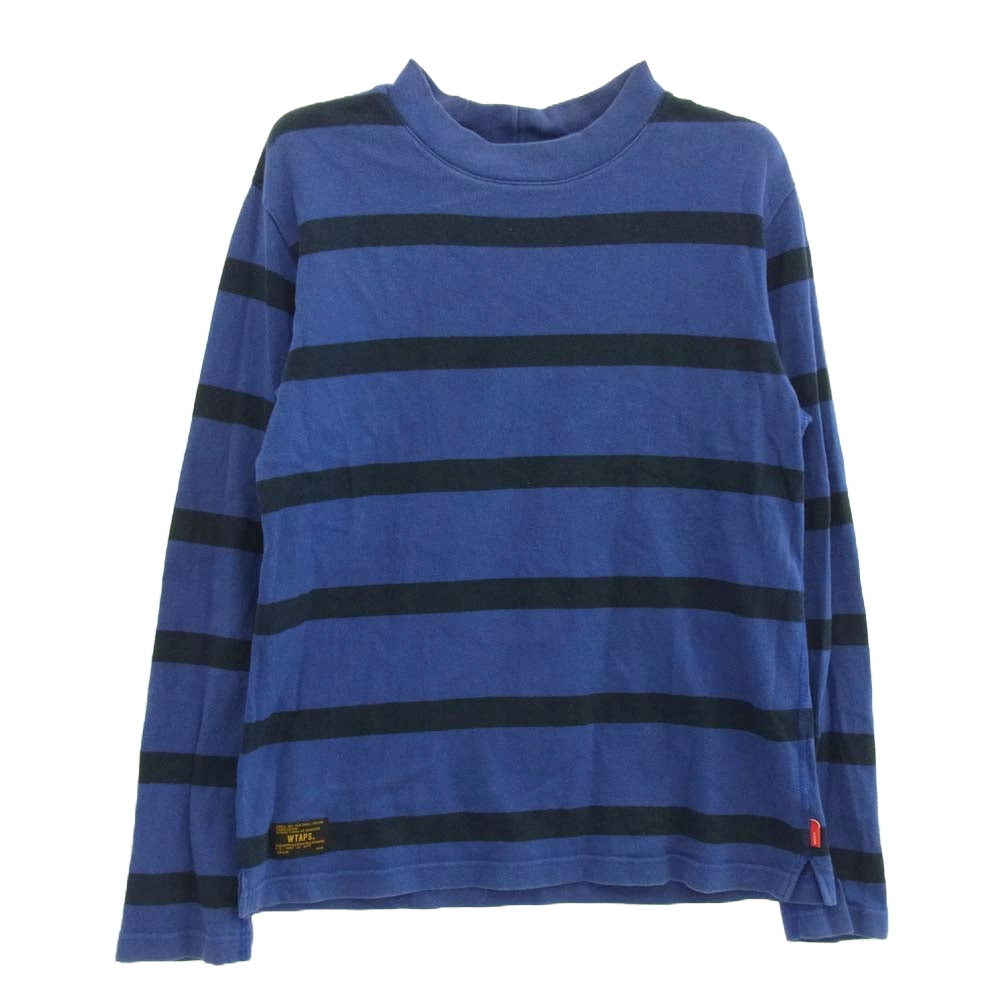 WTAPS ダブルタップス 15AW 152ATDT-CSM15 VASQUE L/S BANNER SS TEE COTTON コットン ボーダー 長袖 Tシャツ バスクシャツ ネイビー系 M【中古】