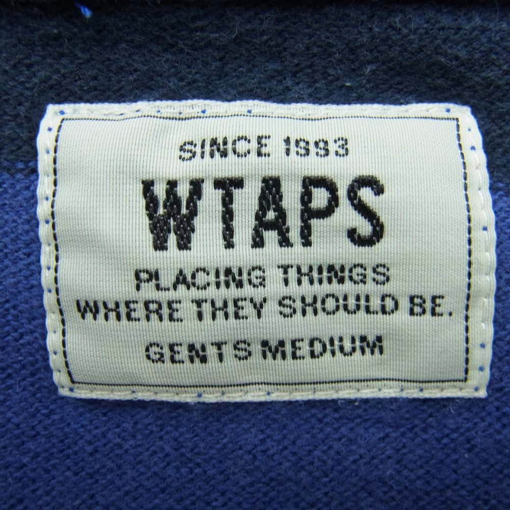 WTAPS ダブルタップス 15AW 152ATDT-CSM15 VASQUE L/S BANNER SS TEE COTTON コットン ボーダー 長袖 Tシャツ バスクシャツ ネイビー系 M【中古】