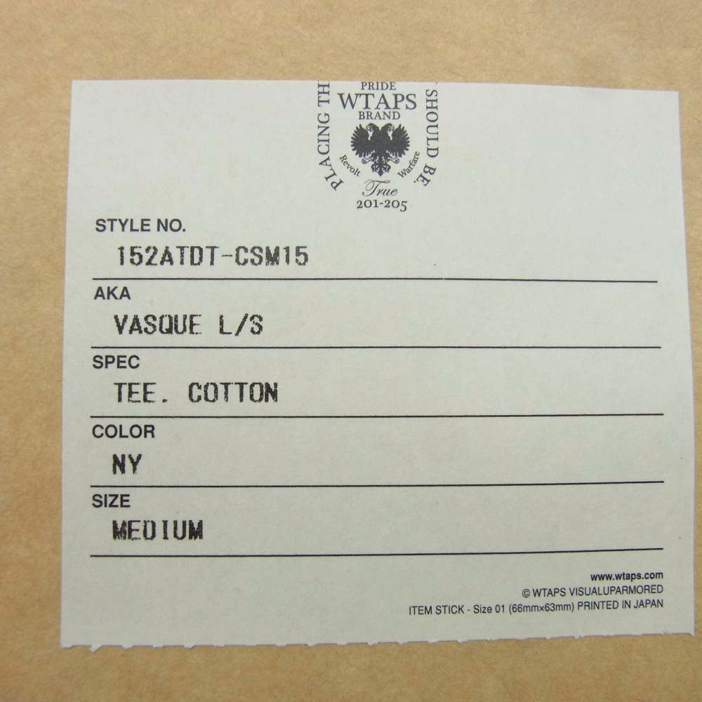 WTAPS ダブルタップス 15AW 152ATDT-CSM15 VASQUE L/S BANNER SS TEE COTTON コットン ボーダー 長袖 Tシャツ バスクシャツ ネイビー系 M【中古】