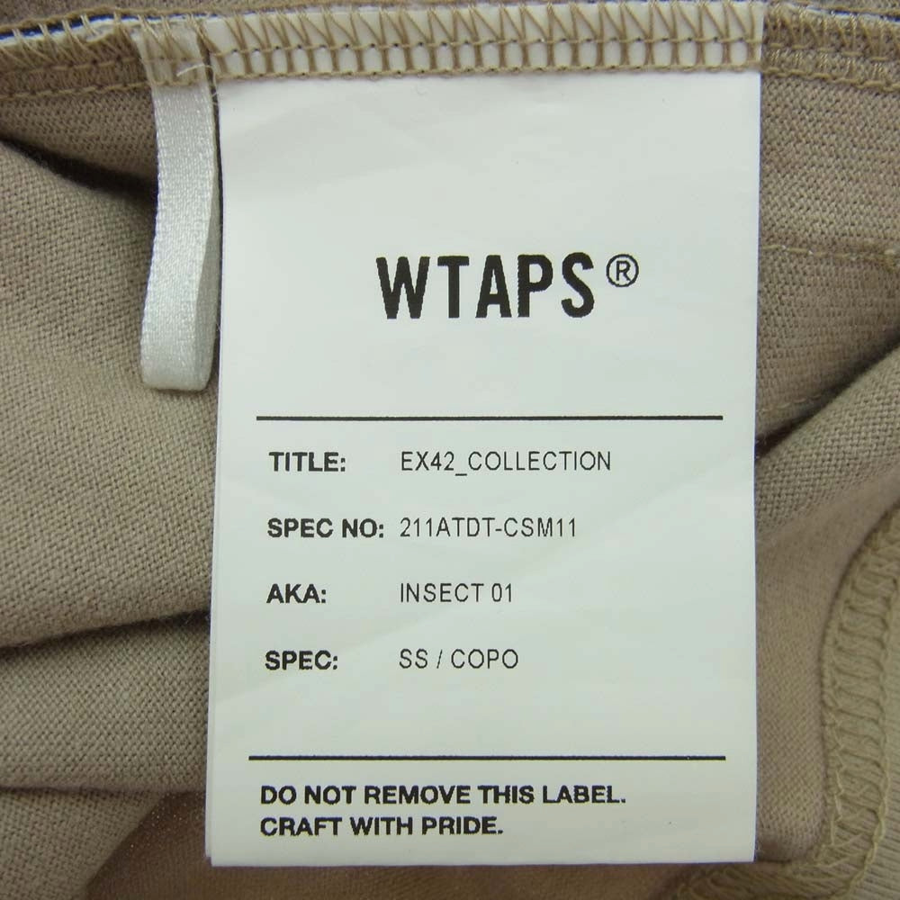 WTAPS ダブルタップス 21SS 211ATDT-CSM11 INSECT 01 / SS / COPO インセクト ロゴ 半袖 Tシャツ ベージュ系 L【中古】