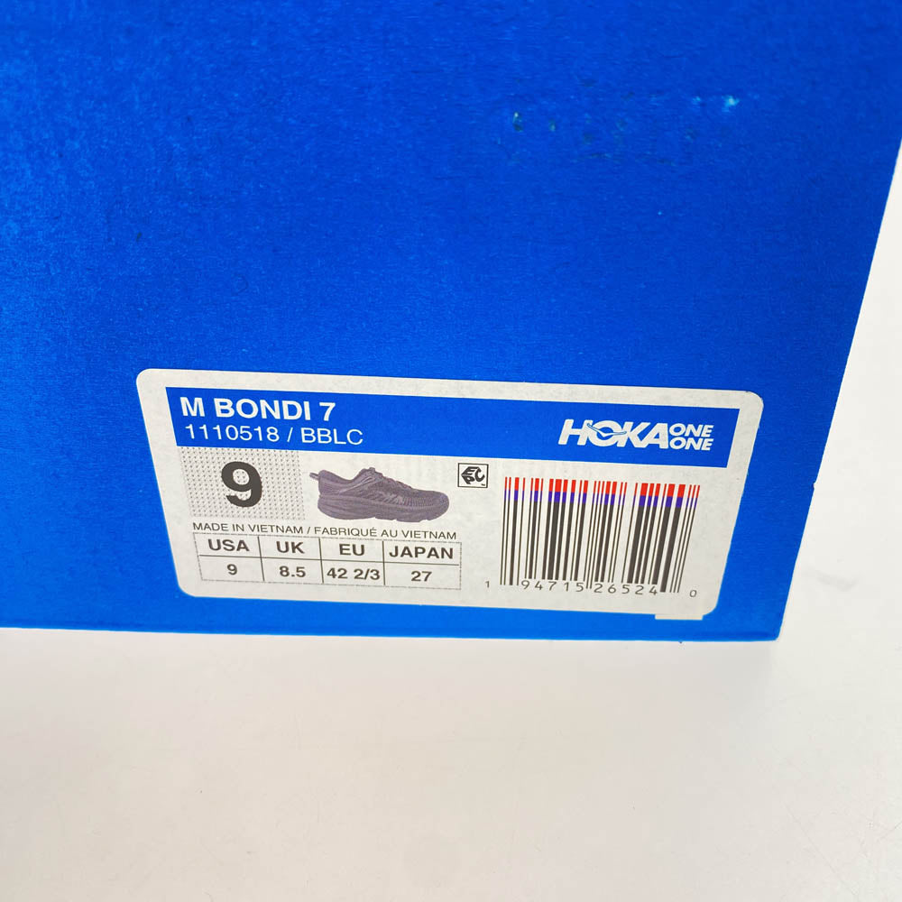 HOKA ONE ONE ホカ オネオネ 1110518 M BONDAI 7 ボンダイ スニーカー ブラック系 27cm【美品】【中古】
