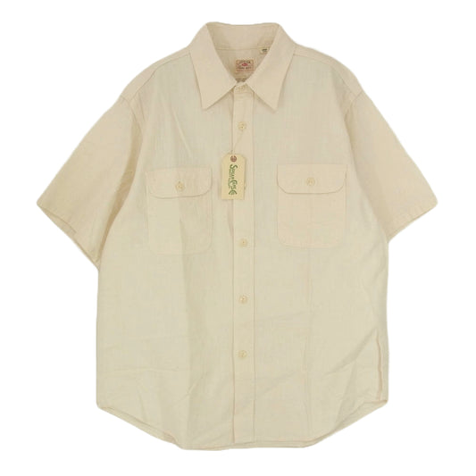 SUGAR CANE シュガーケーン SC37942 WHITE CHAMBRAY WORK SHIRT ホワイトシャンブレー ワーク シャツ 半袖シャツ オフホワイト系 L【新古品】【未使用】【中古】
