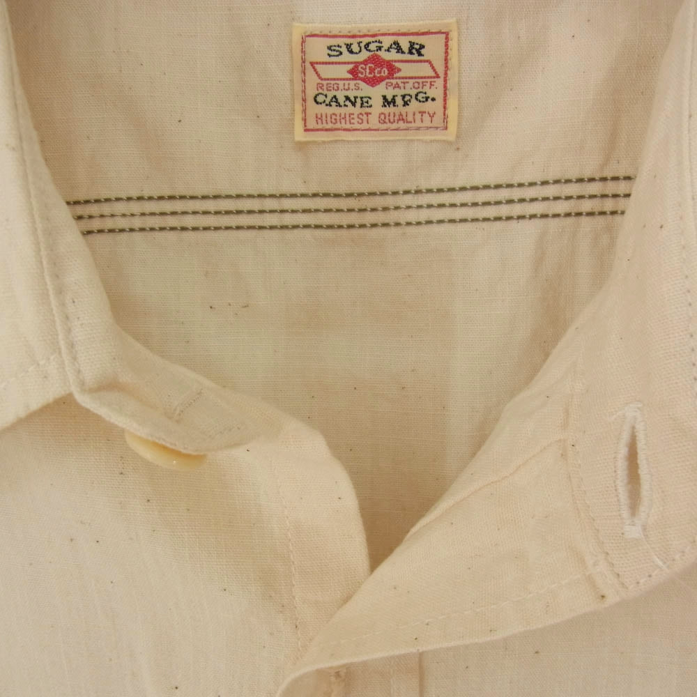 SUGAR CANE シュガーケーン SC37942 WHITE CHAMBRAY WORK SHIRT ホワイトシャンブレー ワーク シャツ 半袖シャツ オフホワイト系 L【新古品】【未使用】【中古】